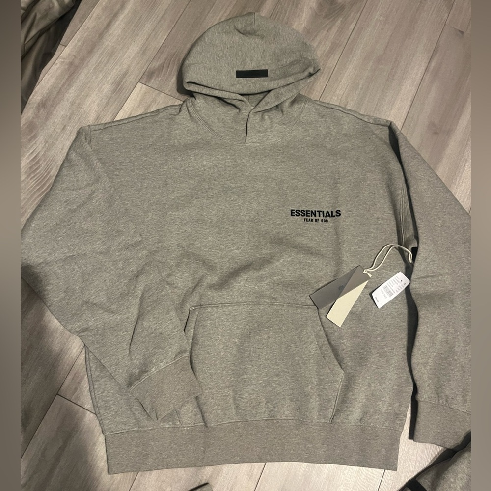 Dark Oatmeal Essentials Fear of God Gray Essentials Hoodie